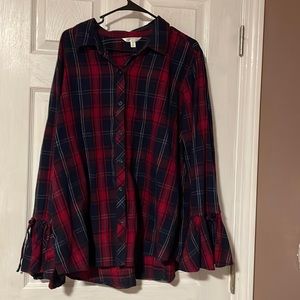 Time and Tru Red and Blue plaid shirt